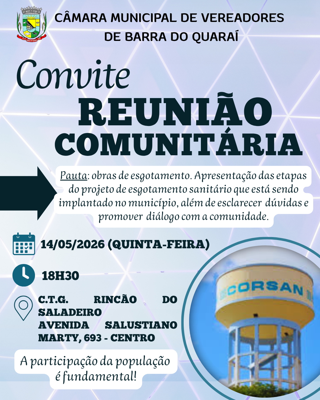 📢 CONVITE – REUNIÃO COM A CORSAN
