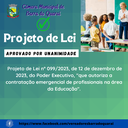 APROVADO POR UNANIMIDADE PROJETO DE LEI Nº 099/2023