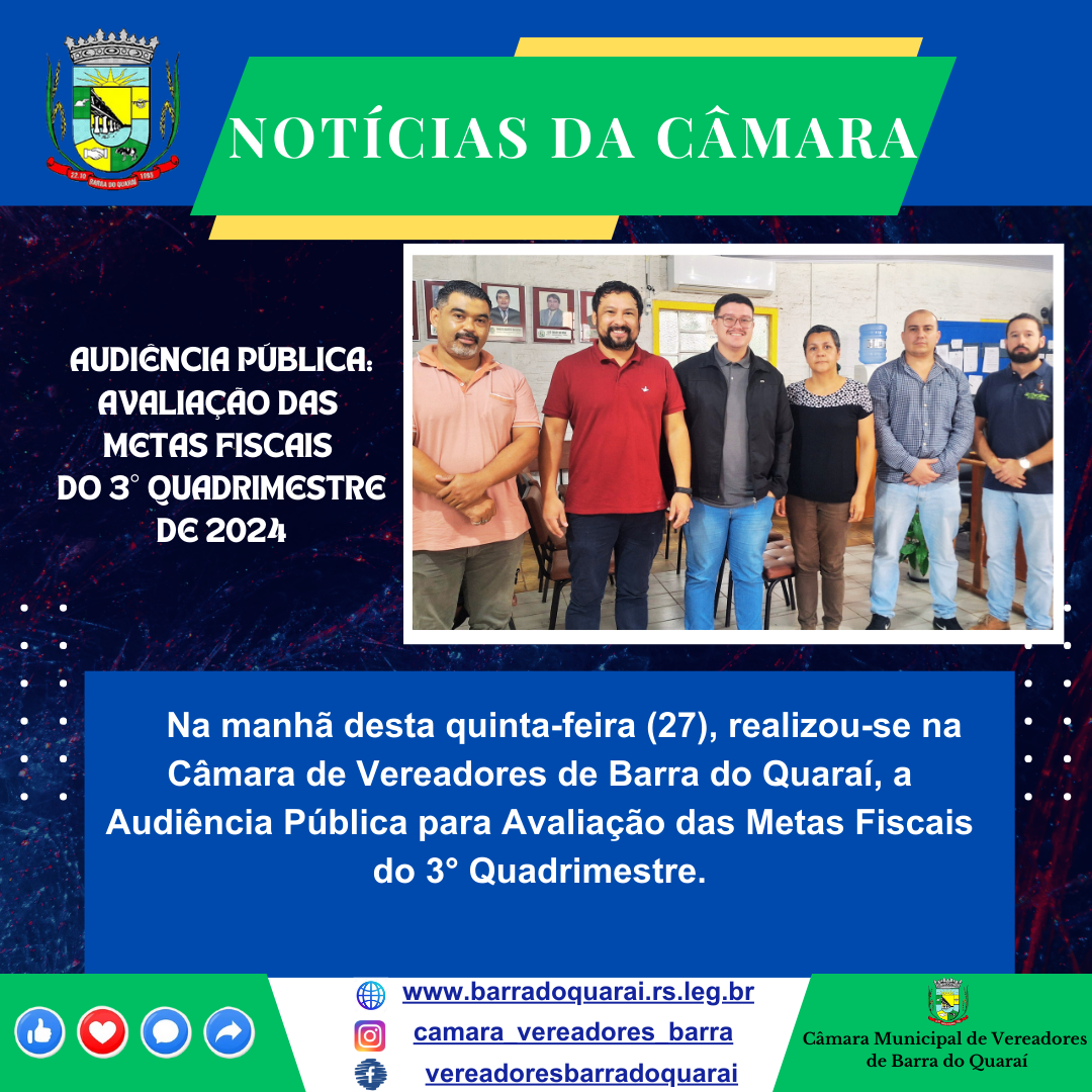 AUDIÊNCIA PÚBLICA - AVALIAÇÃO DAS METAS FISCAIS DO 3° QUADRIMESTRE DE 2024