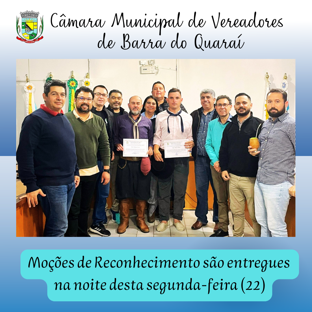 CÂMARA DE VEREADORES ENTREGA MOÇÃO DE RECONHECIMENTO