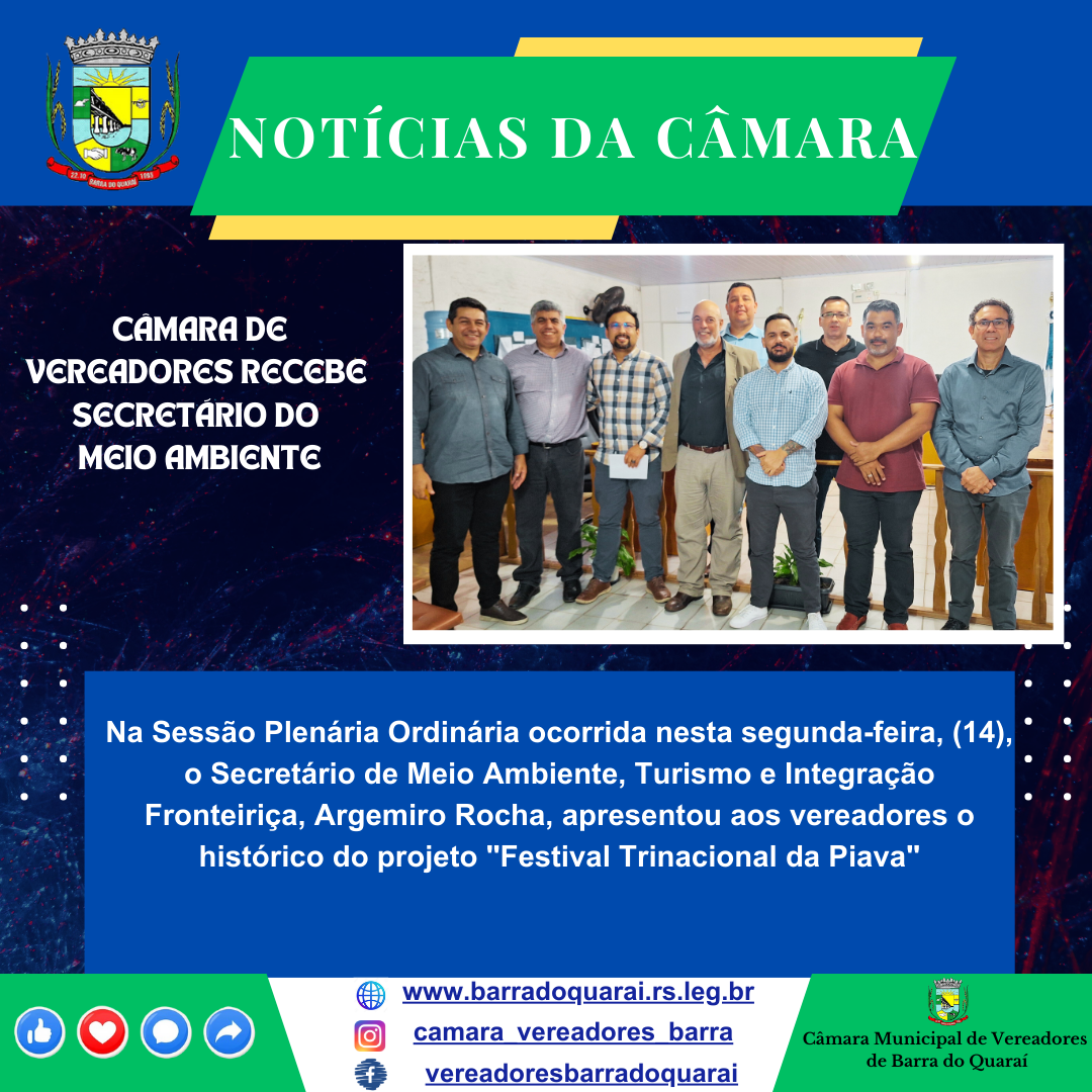 CÂMARA DE VEREADORES RECEBE SECRETÁRIO DO MEIO AMBIENTE