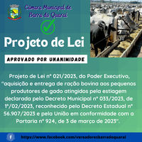 CÂMARA MUNICIPAL DE BARRA DO QUARAÍ APROVA PROJETO DE LEI Nº 021/2023