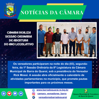 CÂMARA REALIZA SESSÃO ORDINÁRIA DE ABERTURA  DO ANO LEGISLATIVO