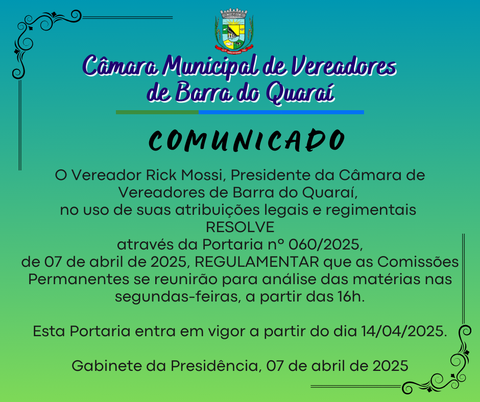 COMUNICADO PORTARIA N° 060/2025