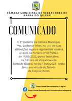 COMUNICADO - Portaria nº 067/2022