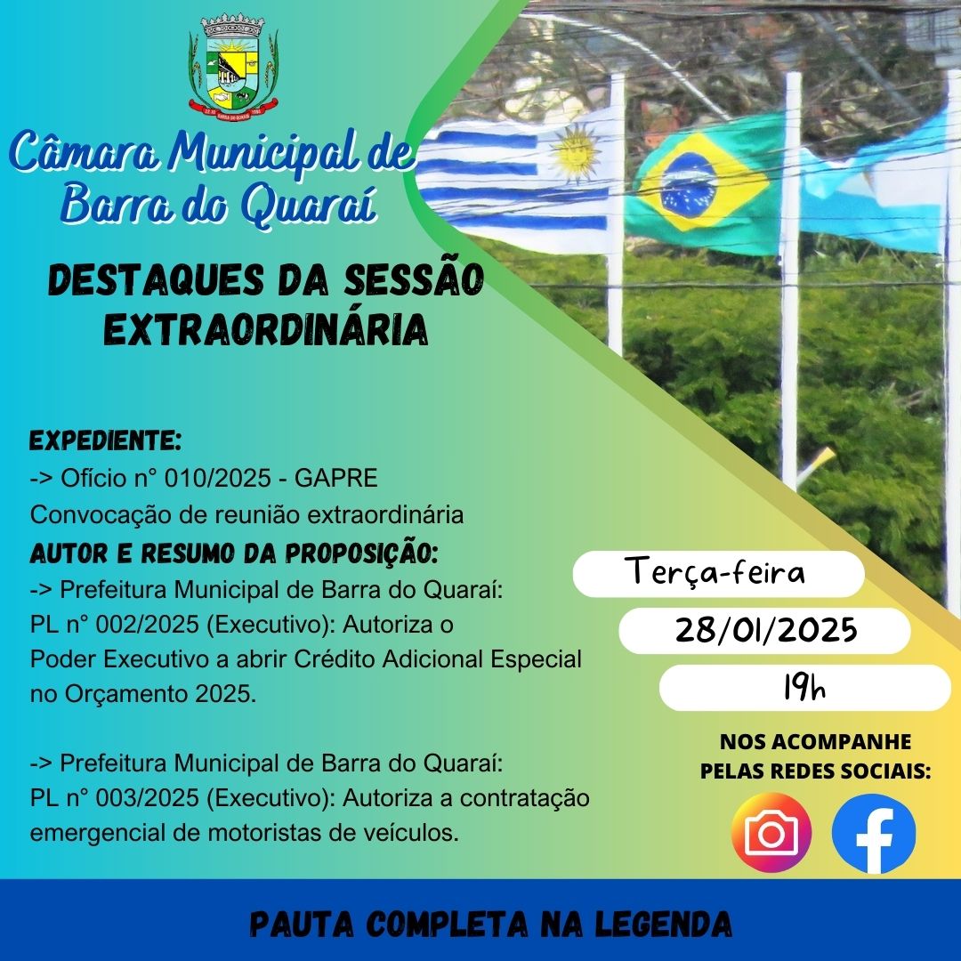 DESTAQUES DA SESSÃO EXTRAORDINÁRIA
