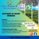 DESTAQUES DA SESSÃO ORDINÁRIA DESTAQUES DA SESSÃO ORDINÁRIA