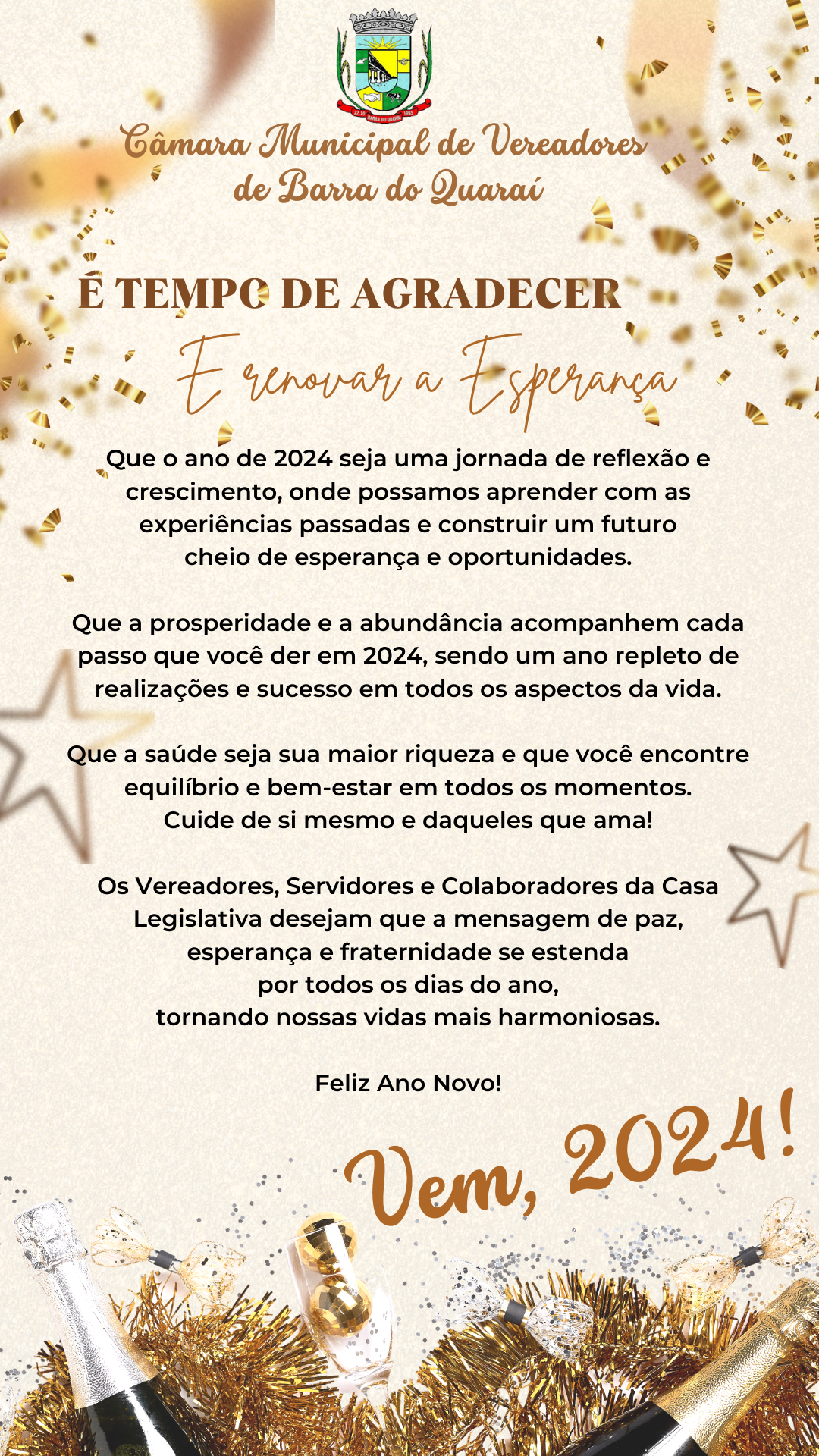 MENSAGEM DE FELIZ ANO NOVO À COMUNIDADE