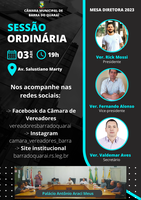 Não esqueça!  Hoje temos Sessão Ordinária, participe!!