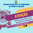 NOVO HORÁRIO DAS SESSÕES PLENÁRIAS NOVO HORÁRIO DAS SESSÕES PLENÁRIAS
