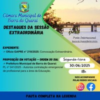 PAUTA SESSÃO EXTRAORDINÁRIA