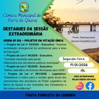 PAUTA SESSÃO EXTRAORDINÁRIA N° 002/2026