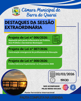 PAUTA SESSÃO EXTRAORDINÁRIA N° 003/2026