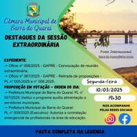 PAUTA SESSÃO EXTRAORDINÁRIA N° 04/2025