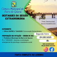 PAUTA SESSÃO EXTRAORDINÁRIA N° 15/2025