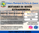 PAUTA SESSÃO EXTRAORDINÁRIA Nº 23/2023 - DE 15 DE DEZEMBRO DE 2023