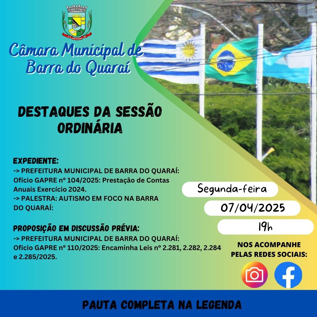 PAUTA SESSÃO ORDINÁRIA N° 09/2025