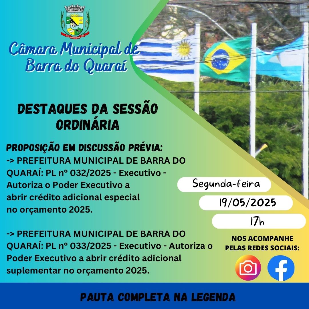 PAUTA SESSÃO ORDINÁRIA N° 14/2025