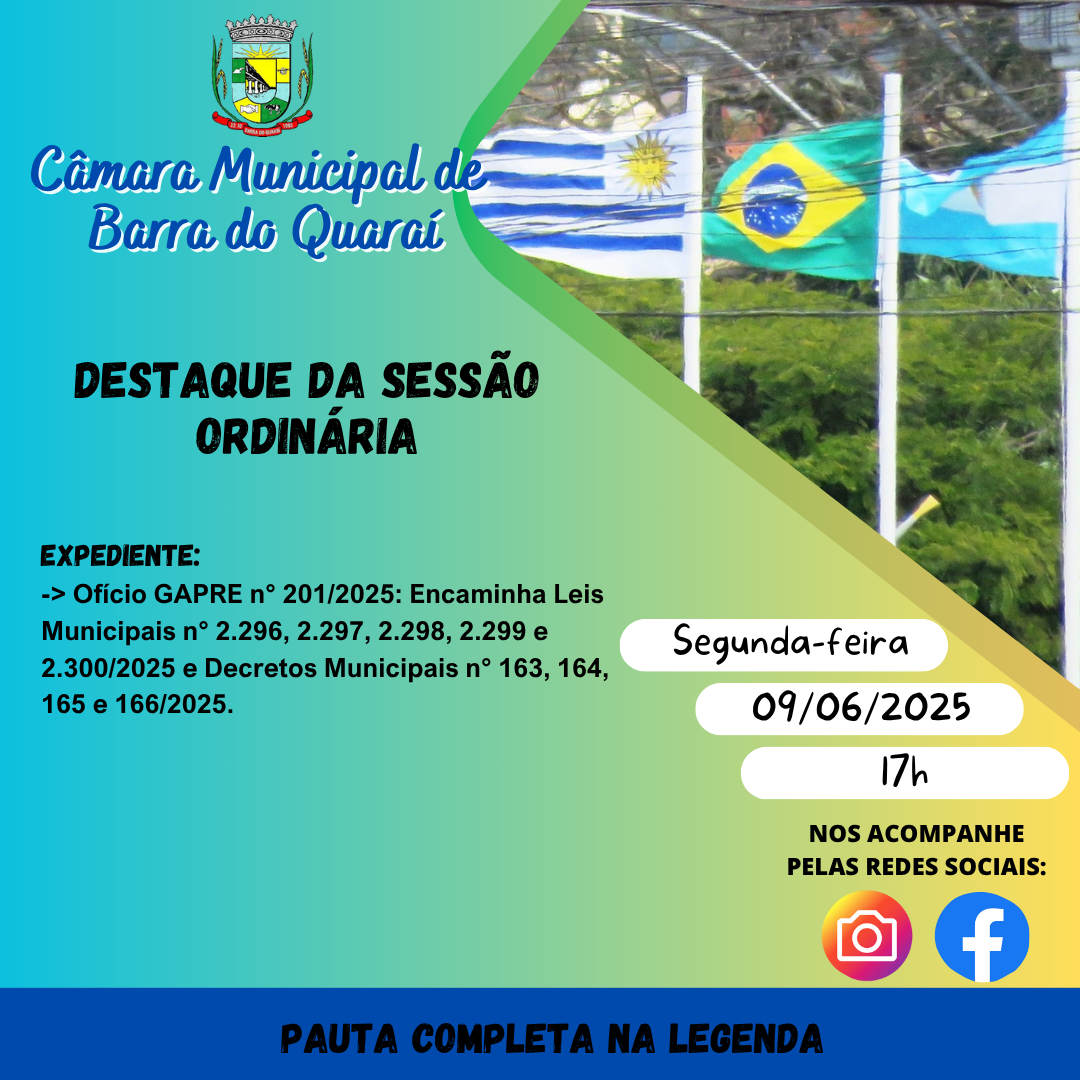 PAUTA SESSÃO ORDINÁRIA N° 17/2025