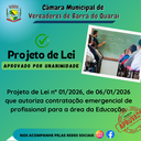 PROJETO DE LEI N° 001/2026 - APROVADO POR UNANIMIDADE