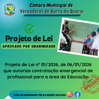 PROJETO DE LEI N° 001/2026 - APROVADO POR UNANIMIDADE