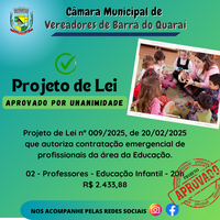 PROJETO DE LEI N° 009/2025 - APROVADO POR UNANIMIDADE