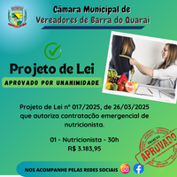 PROJETO DE LEI N° 017/2025 - APROVADO POR UNANIMIDADE