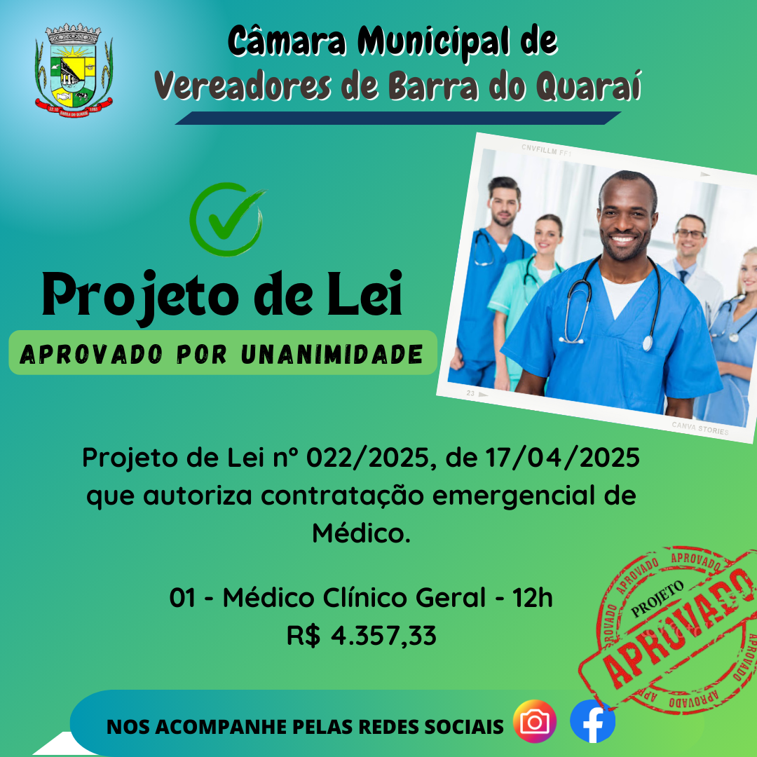 PROJETO DE LEI N° 022/2025 - APROVADO POR UNANIMIDADE