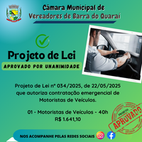 PROJETO DE LEI N° 034/2025 - APROVADO POR UNANIMIDADE