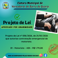PROJETO DE LEI N° 038/2026 - APROVADO POR UNANIMIDADE