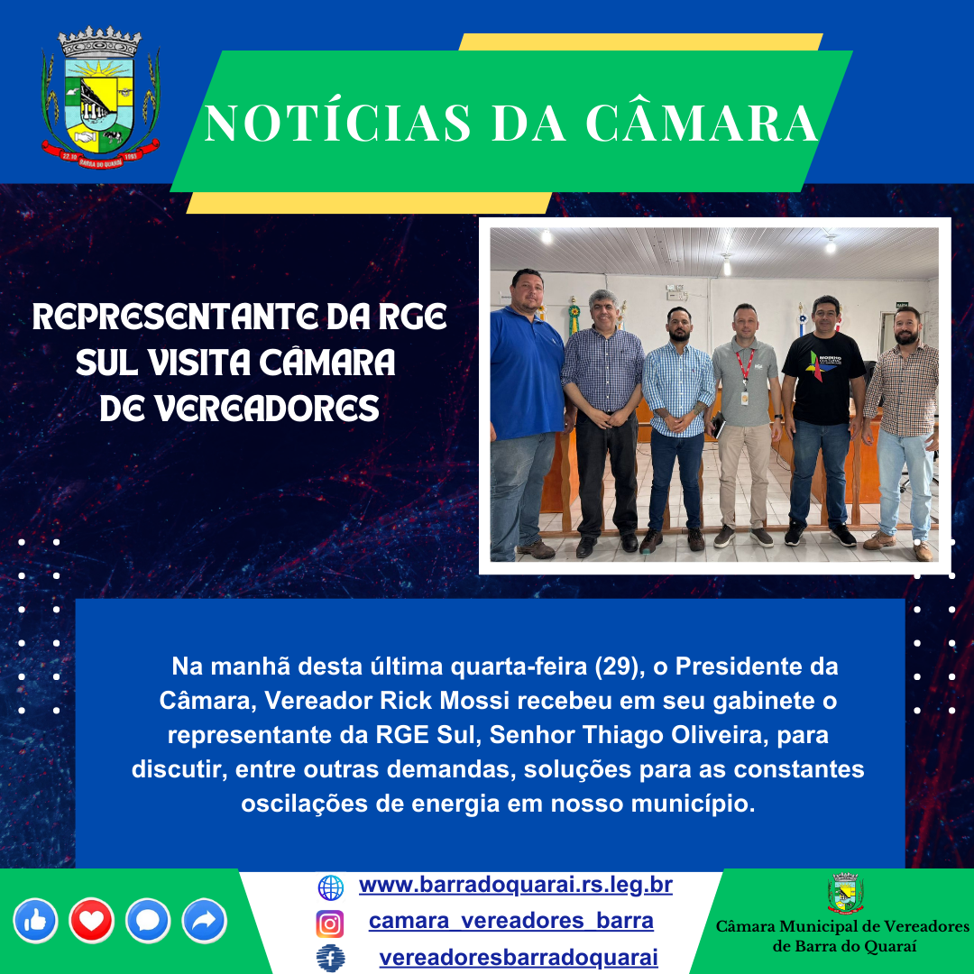 REPRESENTANTE DA RGE SUL VISITA CÂMARA DE VEREADORES