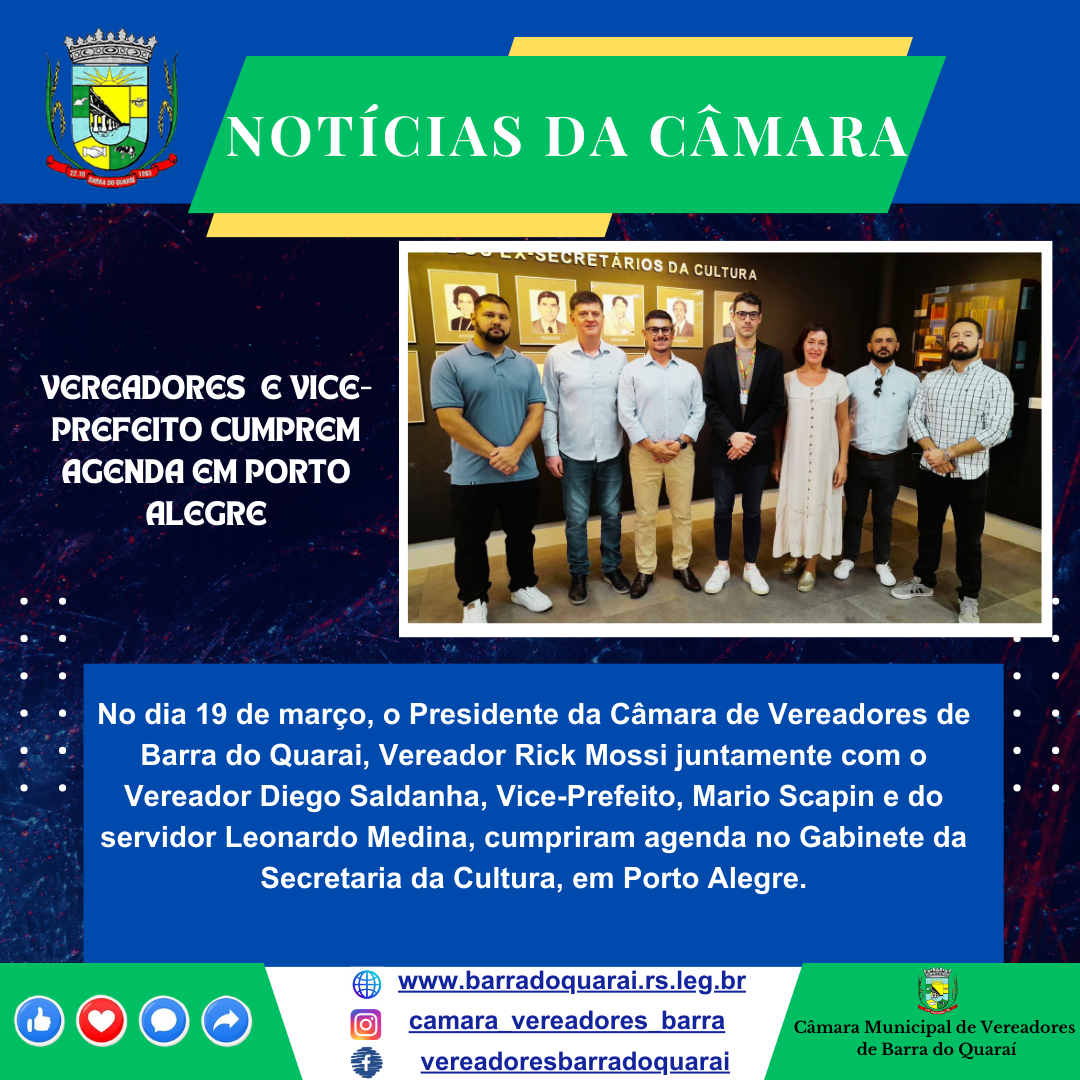 VEREADORES E VICE-PREFEITO CUMPREM AGENDA EM PORTO ALEGRE