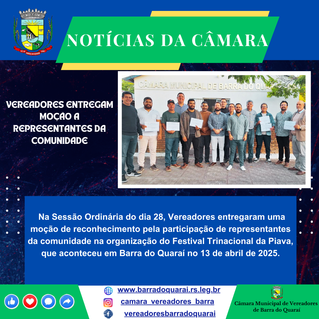 VEREADORES ENTREGAM MOÇÃO A REPRESENTANTES DA COMUNIDADE
